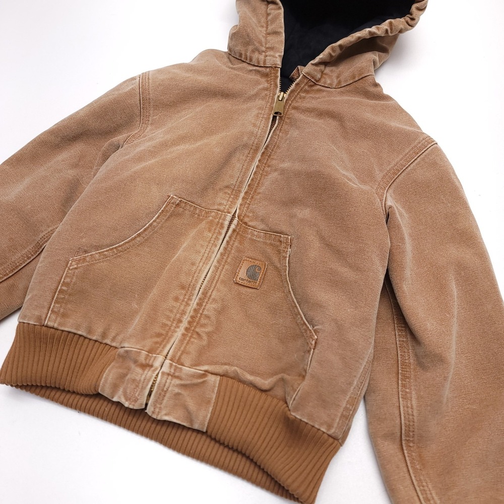 Carhartt Youth Boys Jacket Coat Hood Quilt Lined Duct‎ Brown Med (8) - Picture 3 of 8